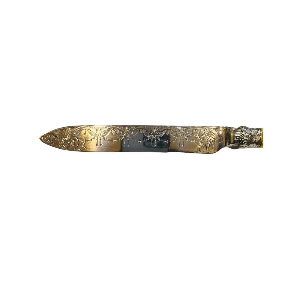 Antique silver plated fish and nickel silver knife and fork faux bone handles